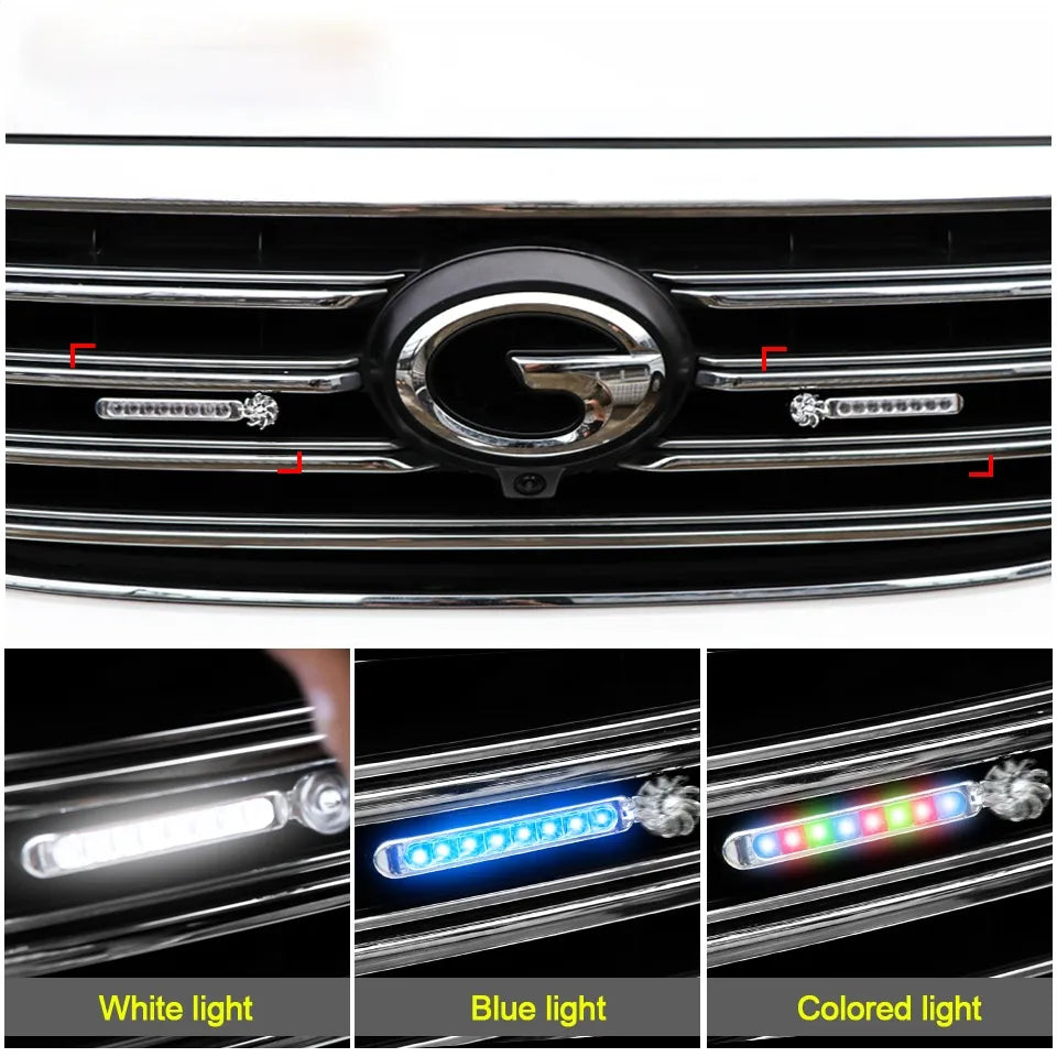 2 Pieces Car Wind Powered Light ABS Daytime Running Light for Cars Auto White